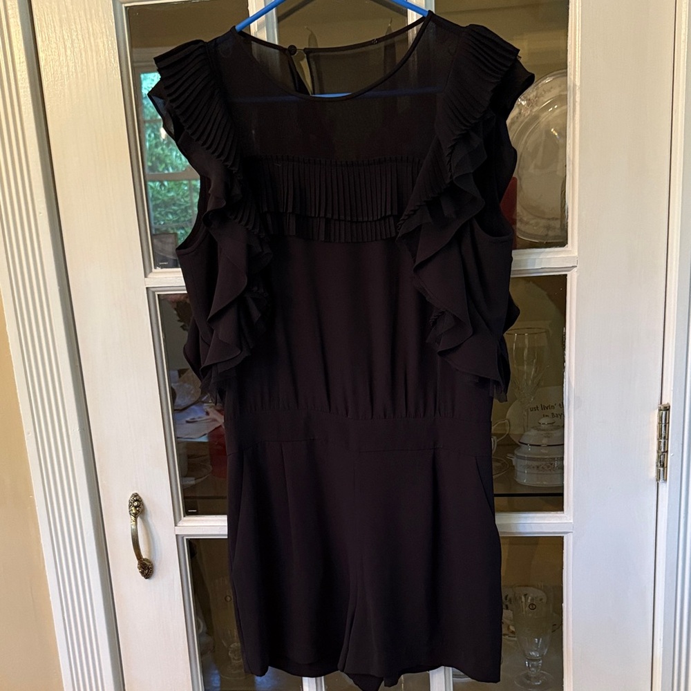 BCBG Max Azria Agnes Frilly Black Romper- shorts